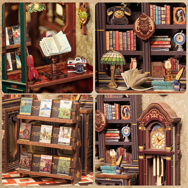 DIY Book Nook Kit - Miniature 3D Wooden Library Model