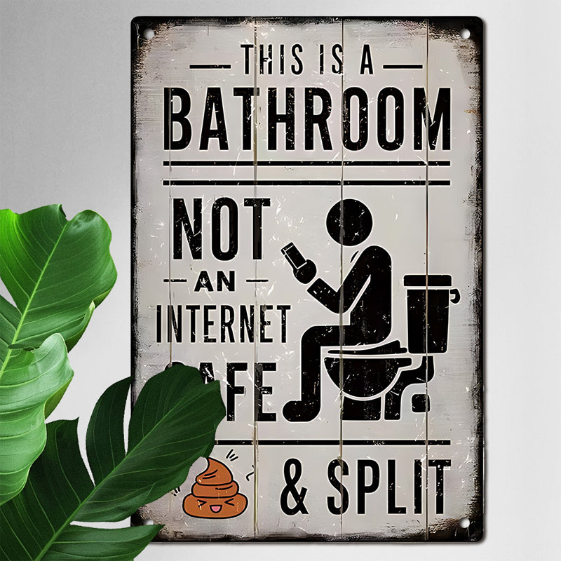 Funny Vintage Metal Bathroom Sign