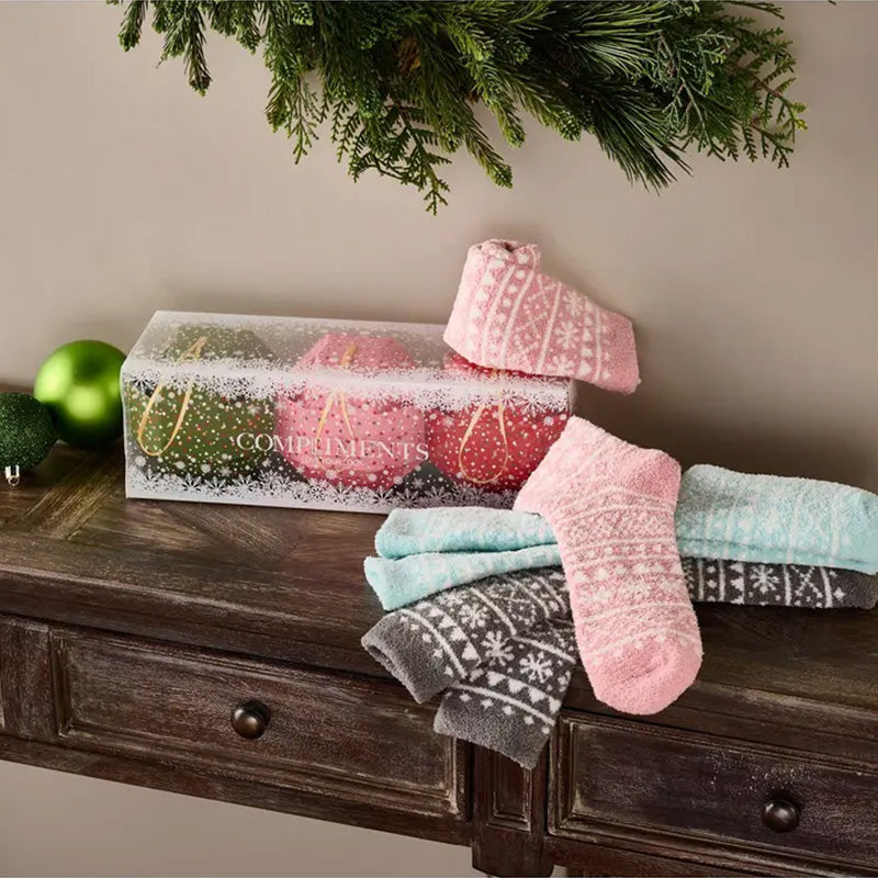 Set of 3 Cozy Holiday Gifting Socks