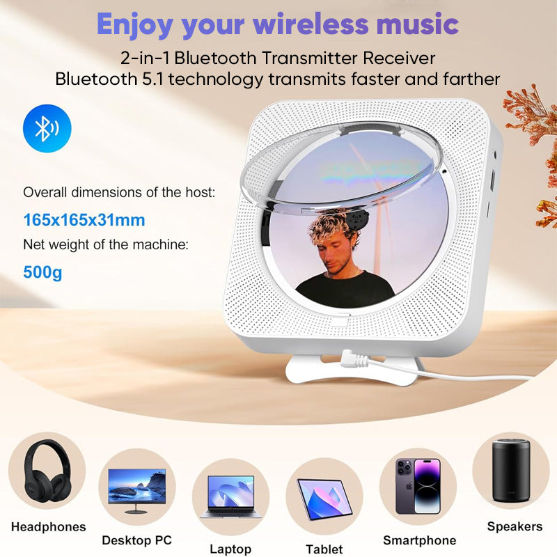 Portable Bluetooth Desktop CD Player