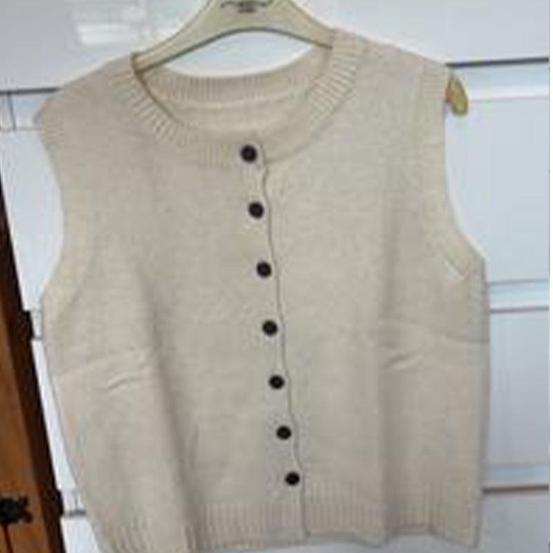 Women's Plain Button Sweater Vest