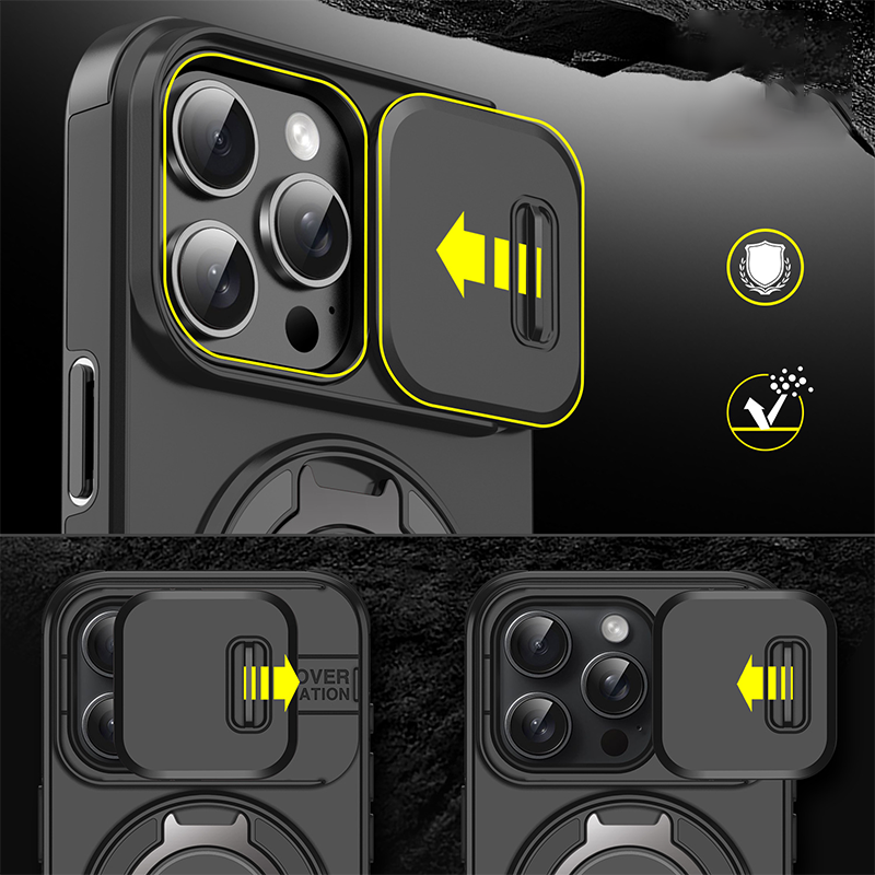 Heavy-Duty Phone Case with Built-In Ring Stand & Camera Cover