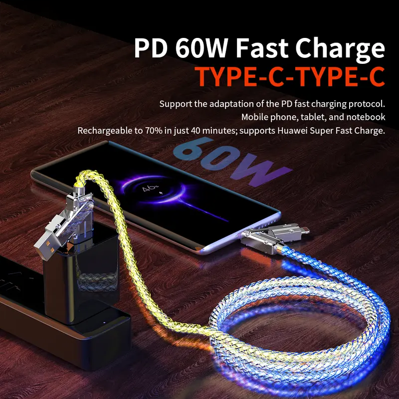 Four-in-One 100W Colorful lights Data Cable