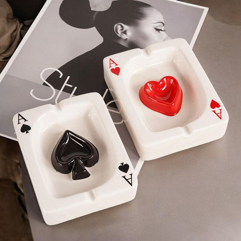 Creative Poker Ceramic Ashtray Set