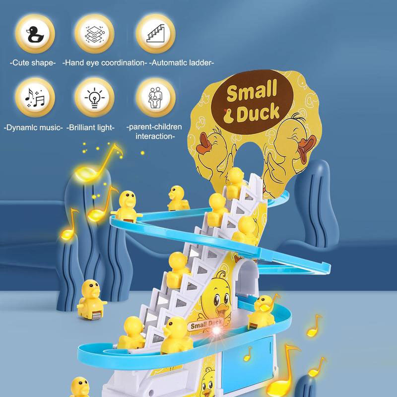 Electric Duck Climbing Race Track Toy – LED Lights & Music Roller Coaster Playset