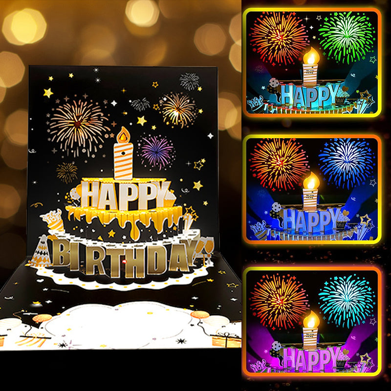 Fireworks Pop Up Cake Light and Music DIY Age Birthday Cards