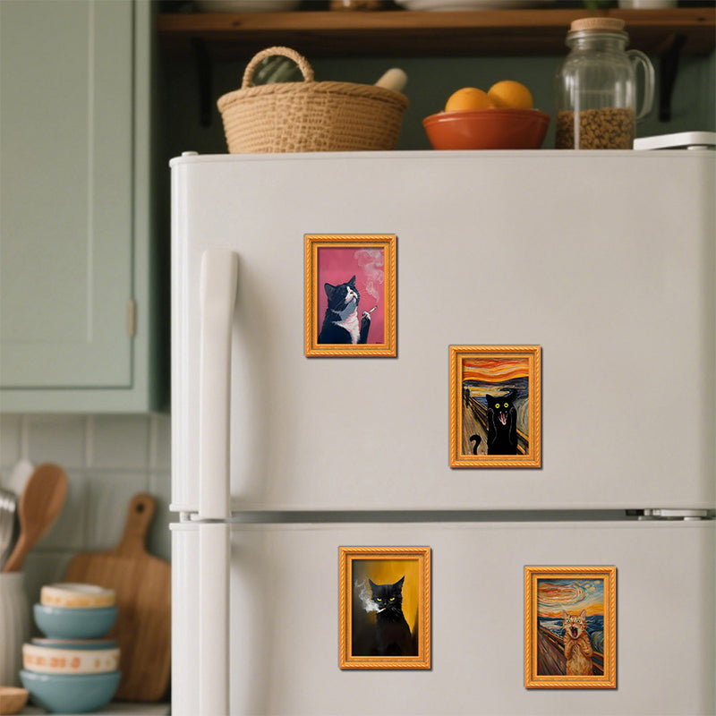 Funny Cat Art Fridge Magnets