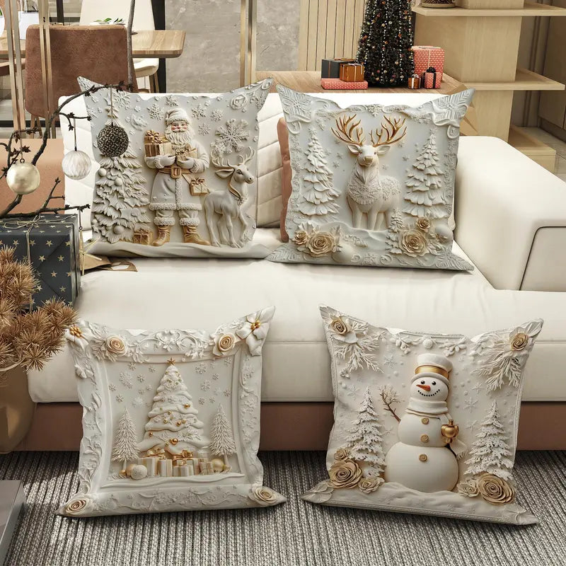 White Aesthetic Christmas Throw Pillow Covers