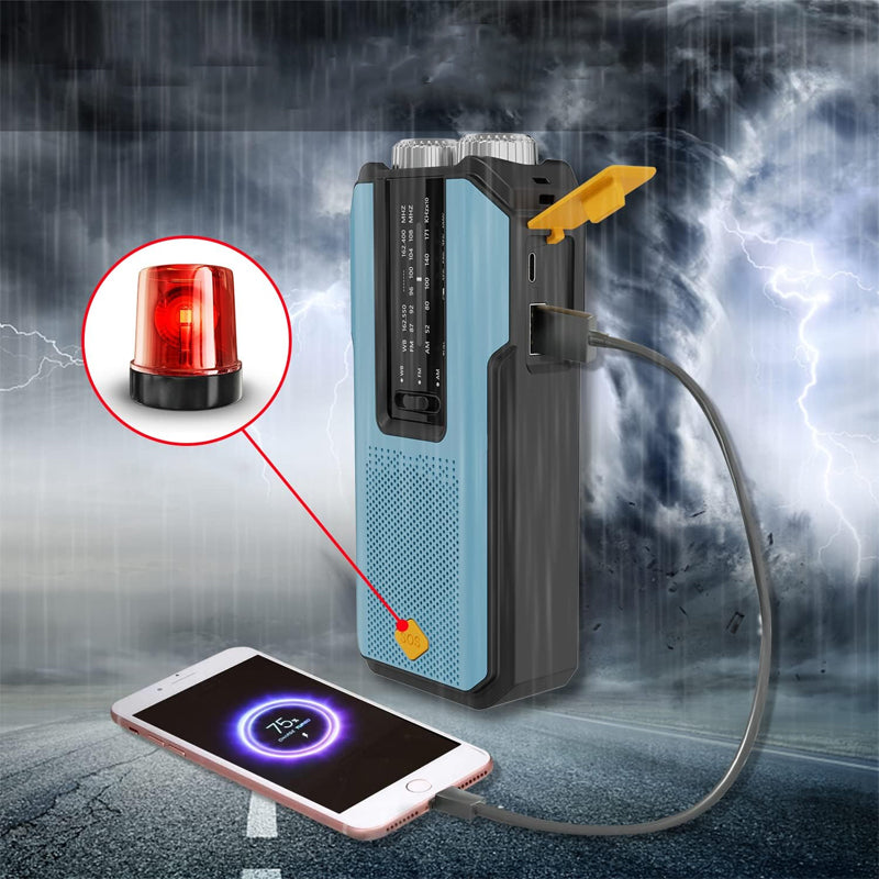 Hand Crank & Solar Emergency Weather Radio with Power Bank & LED