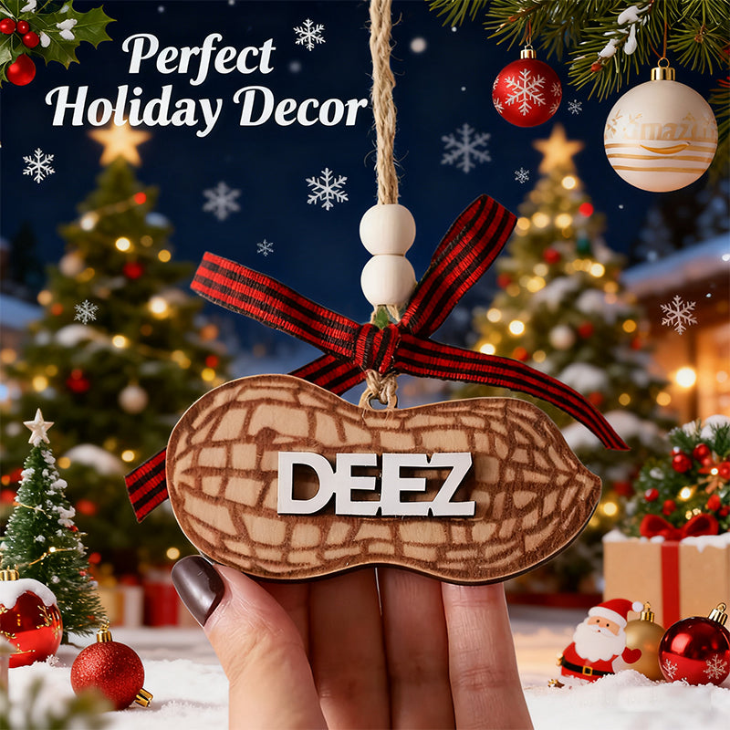 Wooden Peanut Shaped Car Hanging Ornament