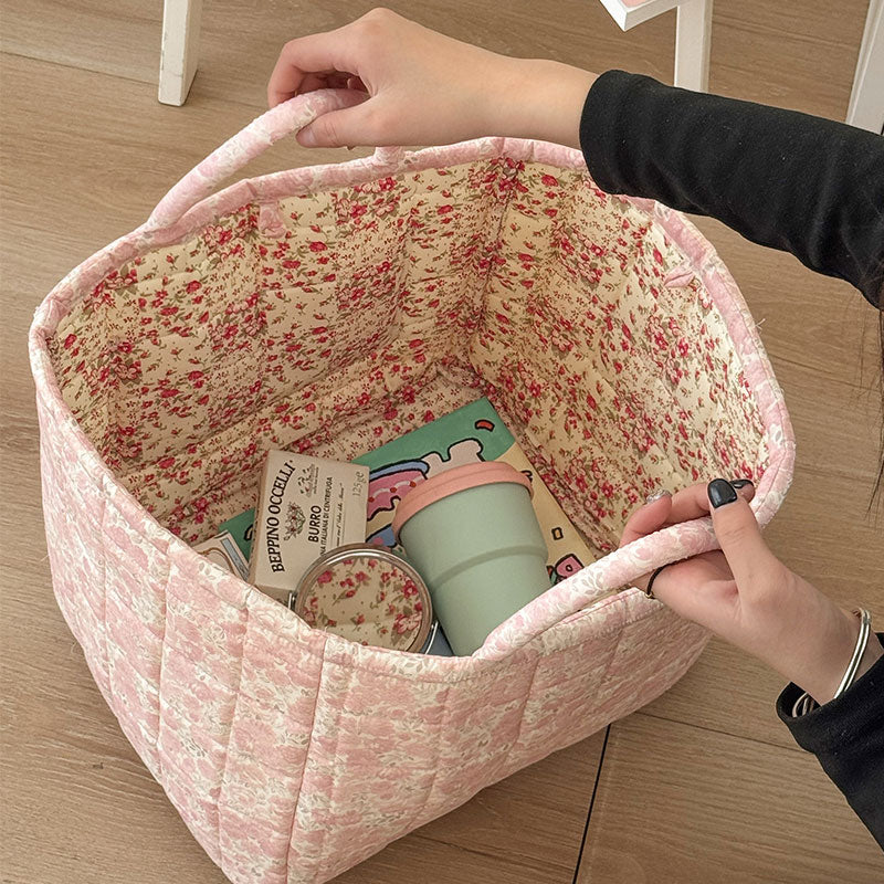 Floral Pattern Foldable Laundry Basket