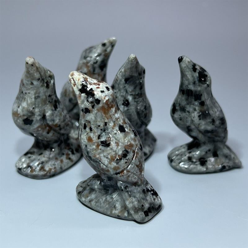 Gemstone Carved Crow Ornament