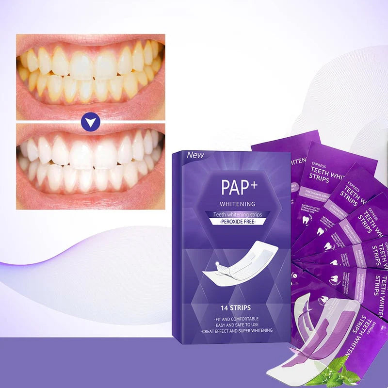 Yellow teeth whitening strips