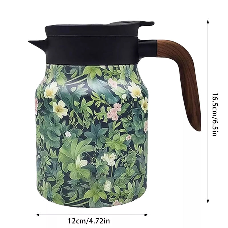Vintage Floral Pattern Tea Thermos – Built-In Infuser