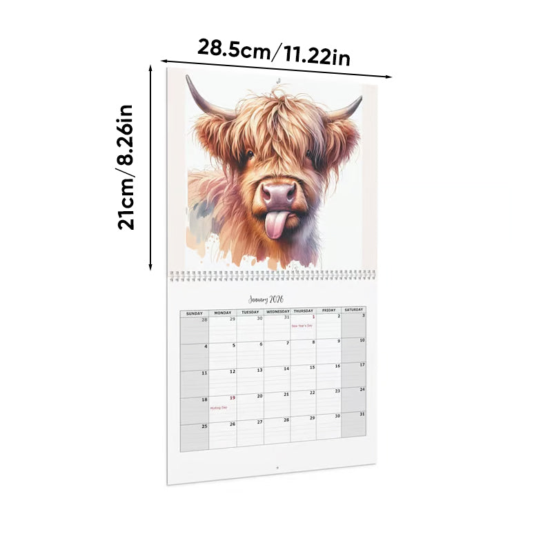 Highland Cow Calendar 2026