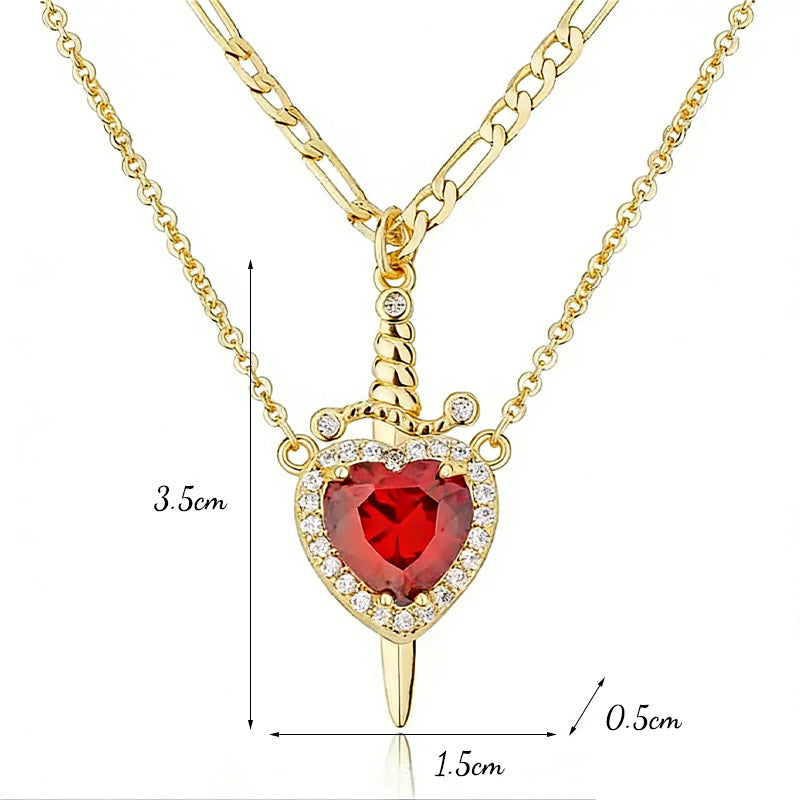 Sword Heart Pendant Necklace
