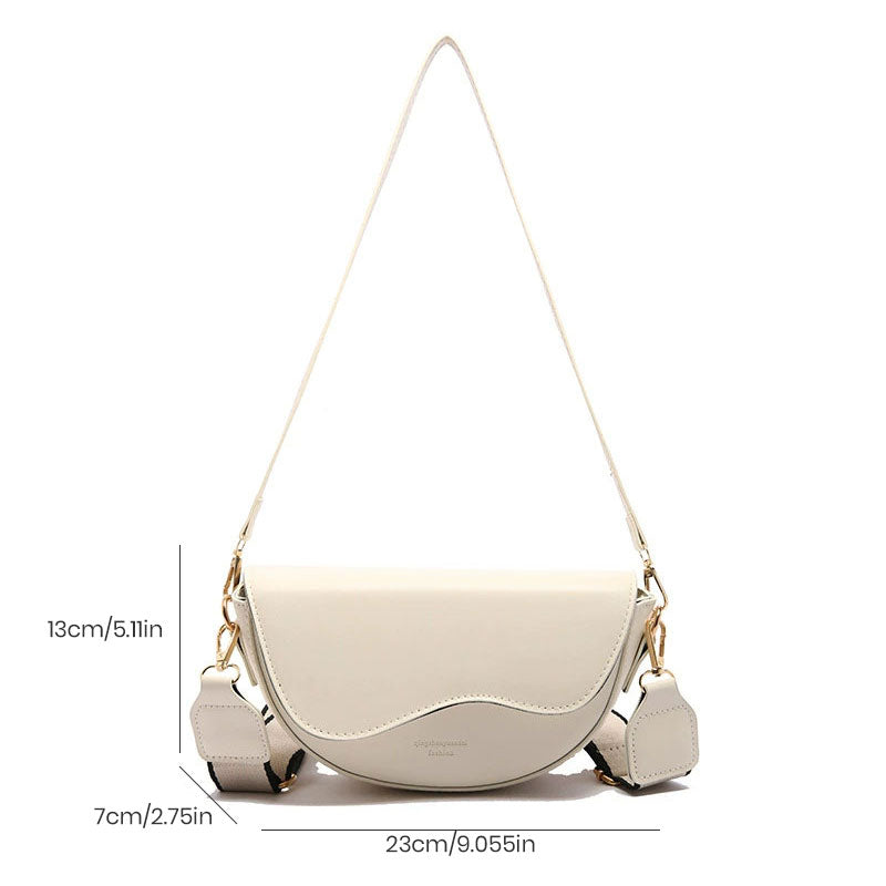 Women’s Fashion Saddle Crossbody Bag with Wide Strap
