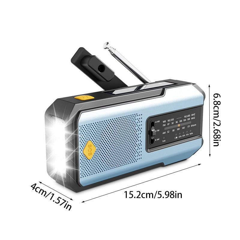 Hand Crank & Solar Emergency Weather Radio with Power Bank & LED