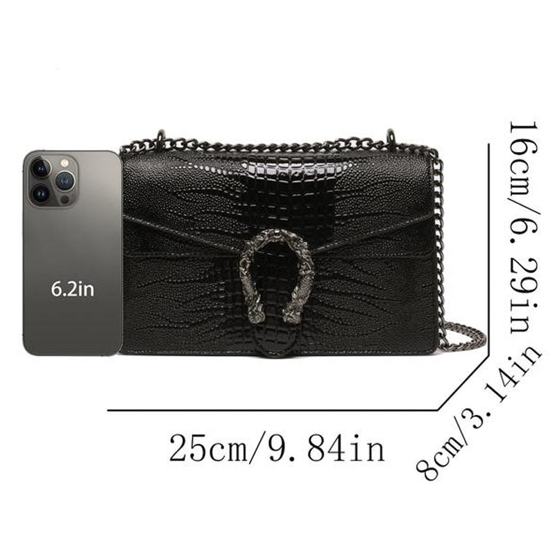 Women's Elegant Crocodile Embossed Square Bag