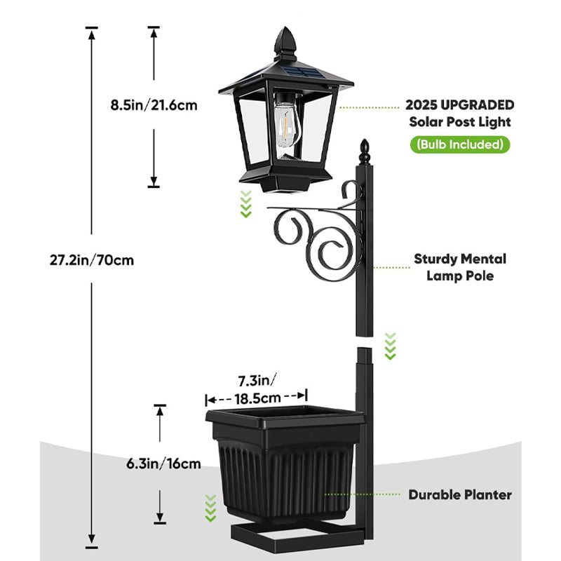 2-in-1 Solar Post Light with Planter