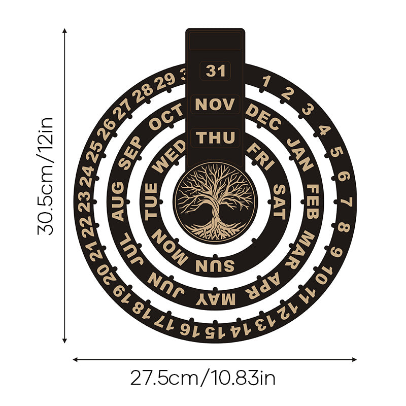 Trä roterande cirkulär evighetskalender