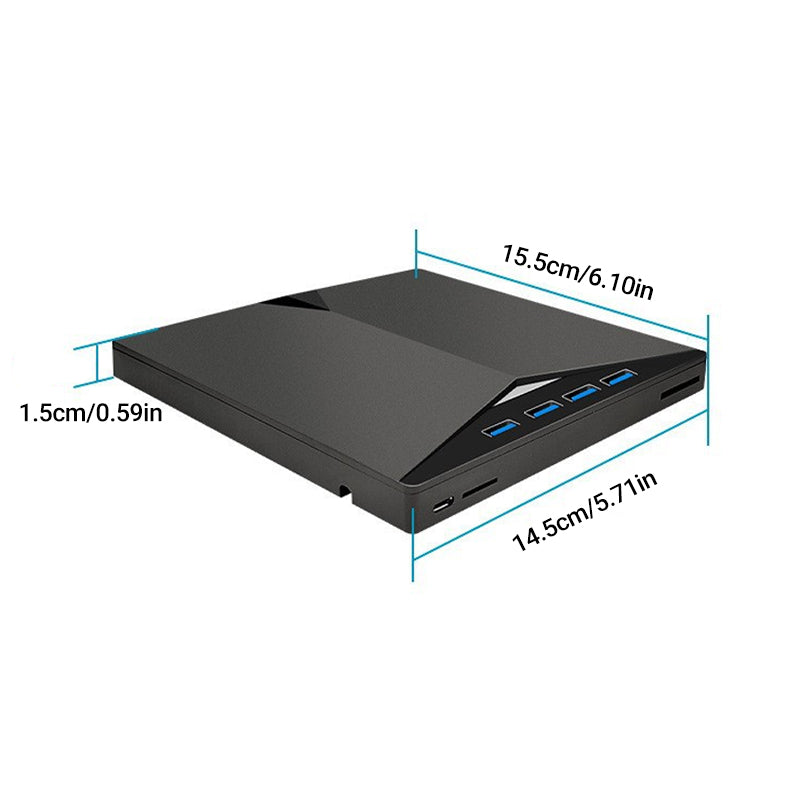 USB 3.0 Type-C External CD/DVD Drive Burner with SD/TF Card Reader & USB Hub