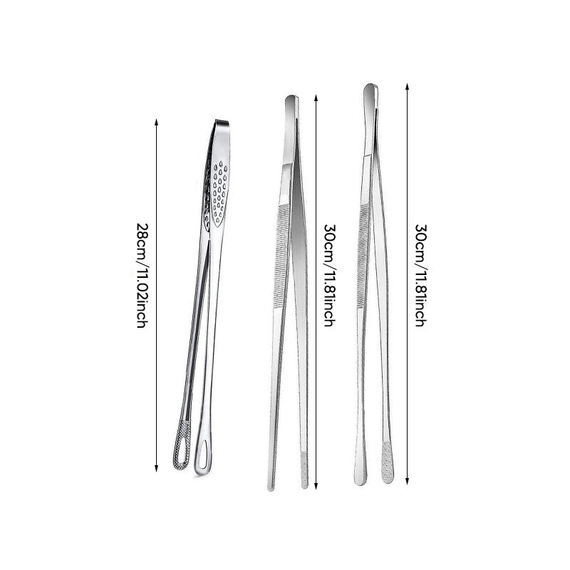 3 PCS Stainless Steel Kitchen Tweezers
