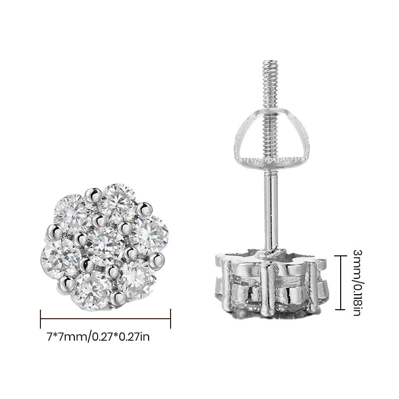 Diamond Flower Earrings-Pair