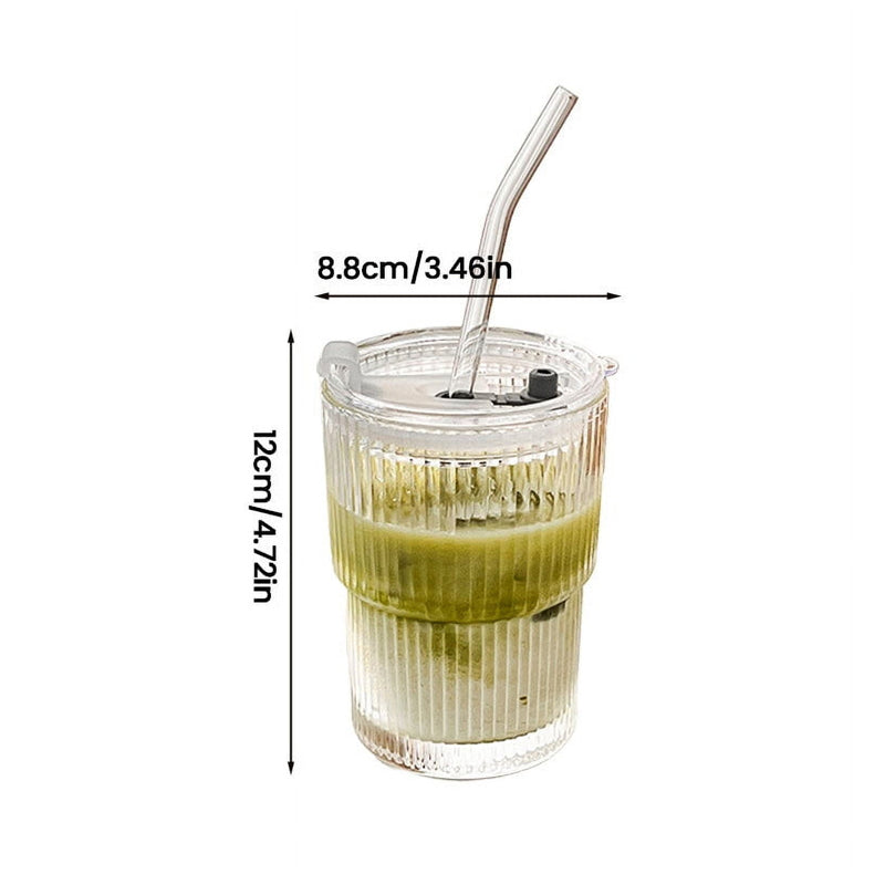 Vertical Stripe Fashion Glass Coffee Cup