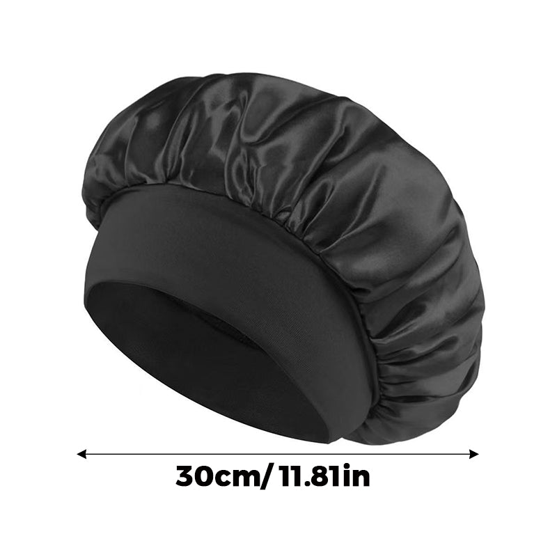 Breathable Silk Satin Sleep Bonnet with Elastic Wide Band