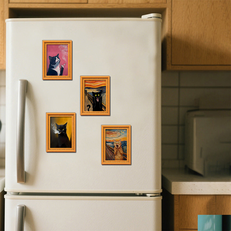 Funny Cat Art Fridge Magnets