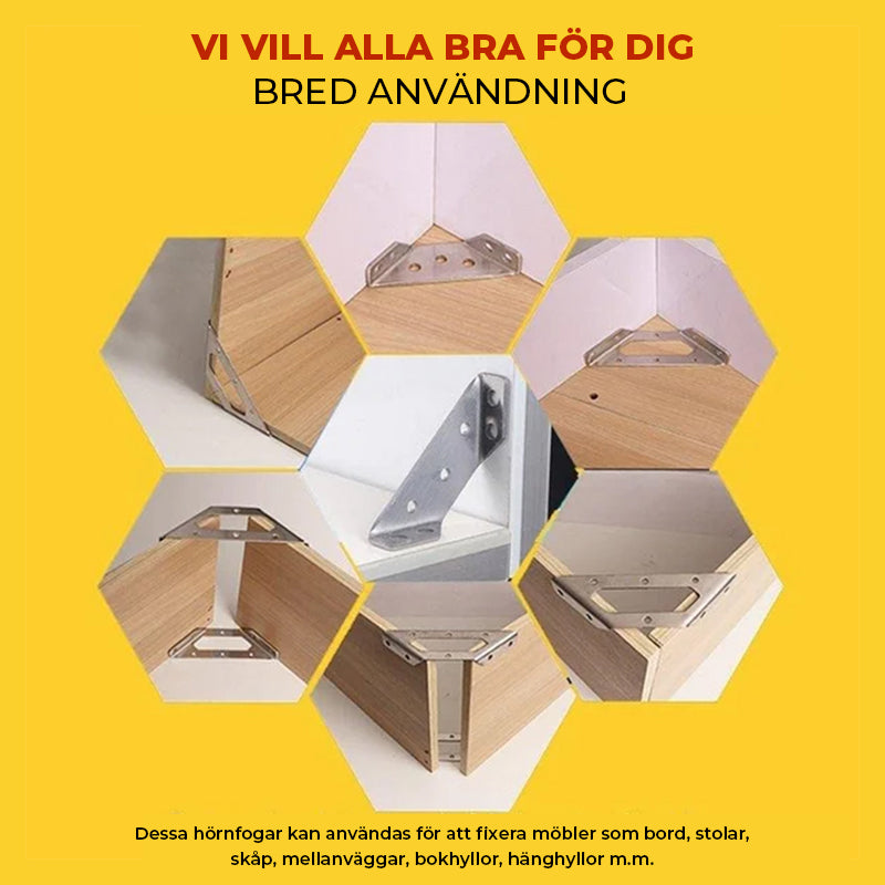 Universal hörnkoppling i rostfritt stål