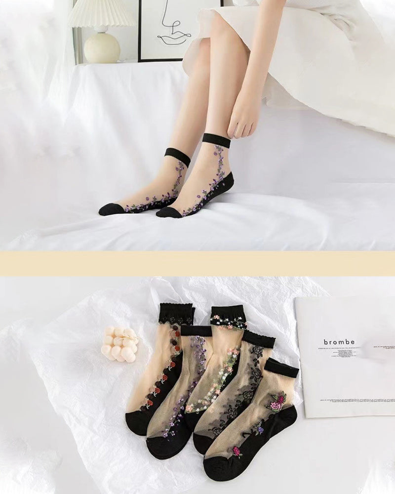 Vibrant Floral Patterned Glass Socks