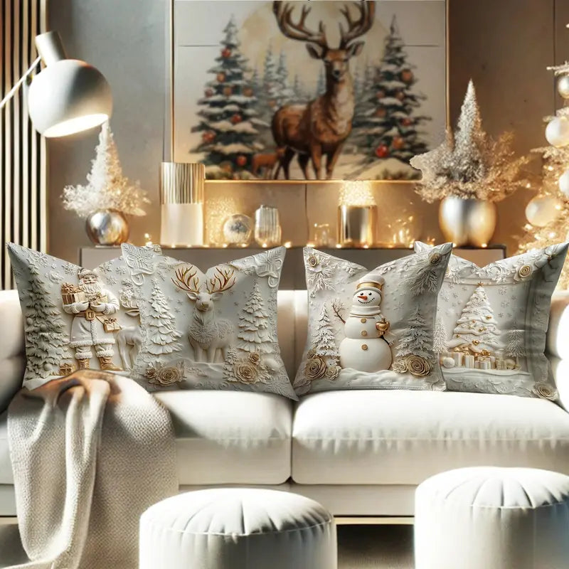 White Aesthetic Christmas Throw Pillow Covers