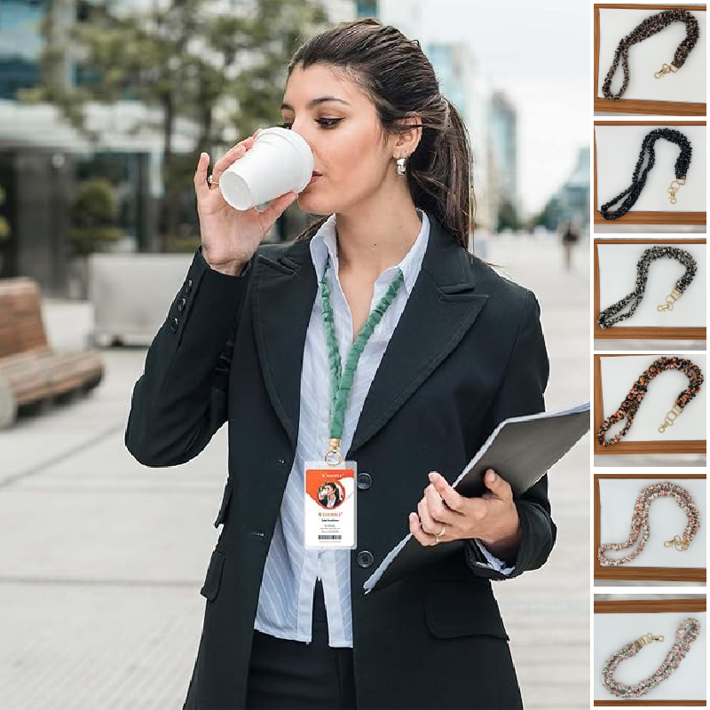 Adjustable Stretchy Scrunchie Lanyard for ID Badges & Keys