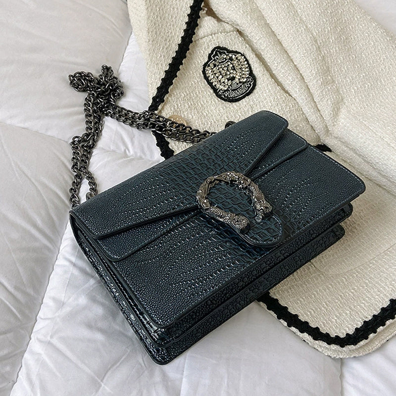 Women's Elegant Crocodile Embossed Square Bag