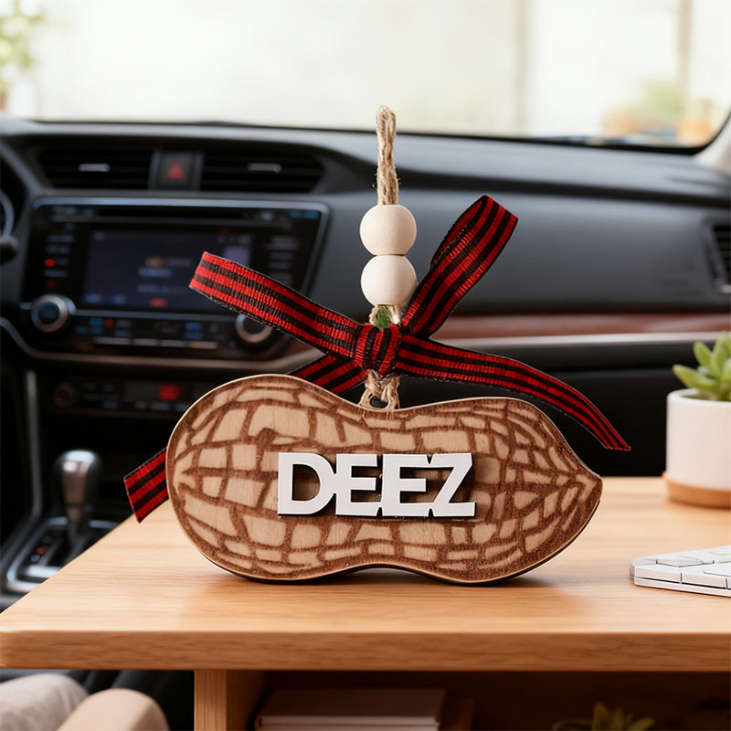 Wooden Peanut Shaped Car Hanging Ornament