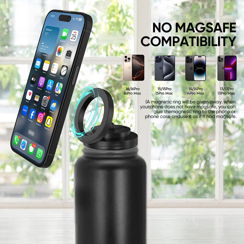 Water Bottle with Magnetic Phone Holder