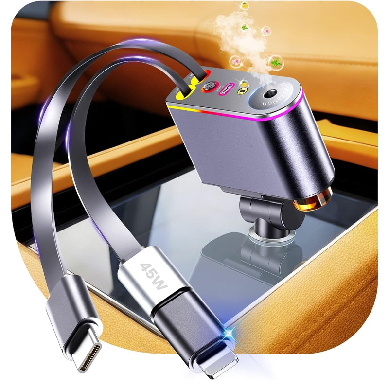 Retractable 5-in-1 Car Charger with Aromatherapy Diffuser