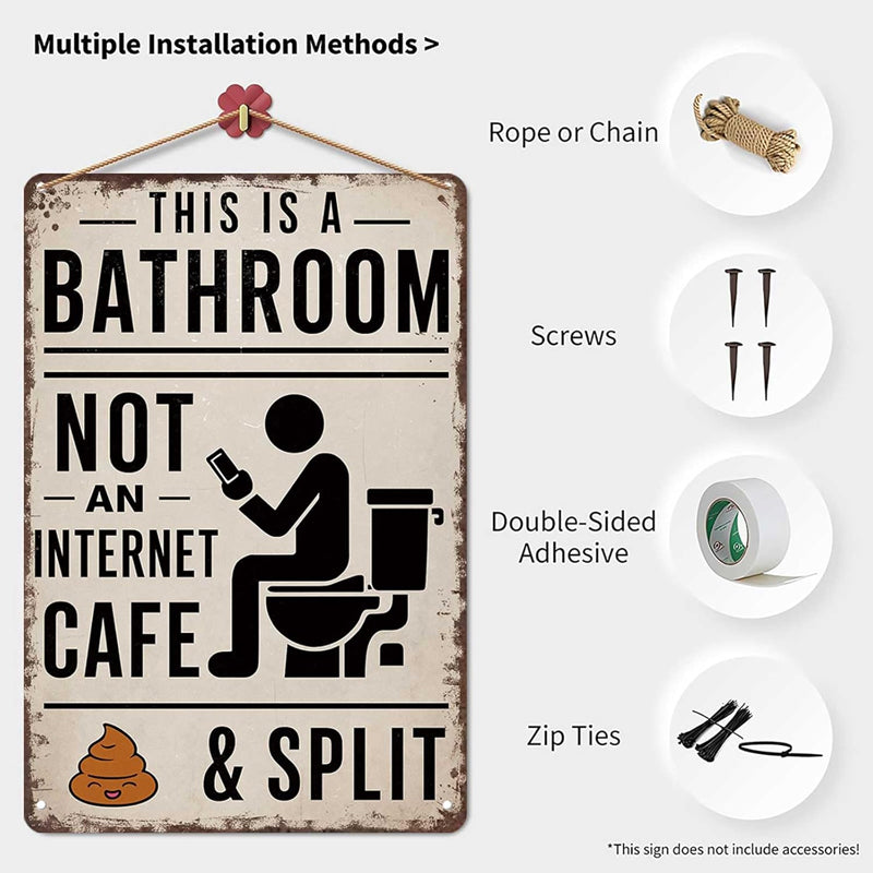 Funny Vintage Metal Bathroom Sign