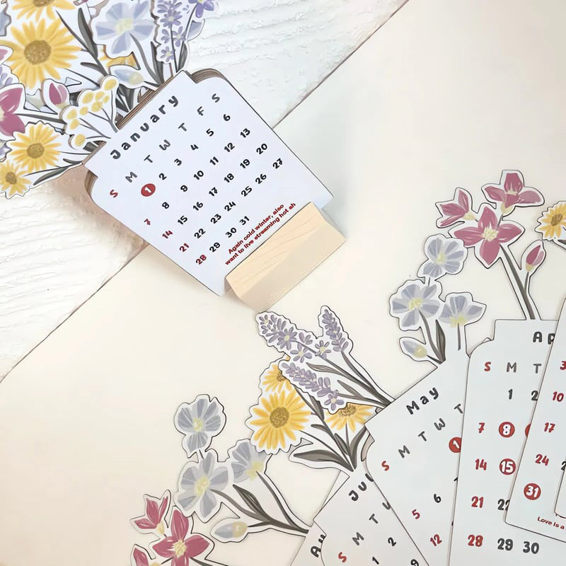 2025 blomma blommor skrivbordskalender