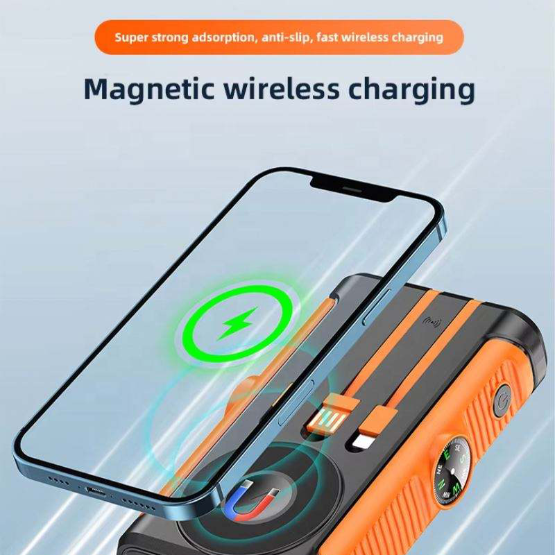 20000mAh Built in Hand Crank and 3 Cables 15W Fast Charging Power Bank