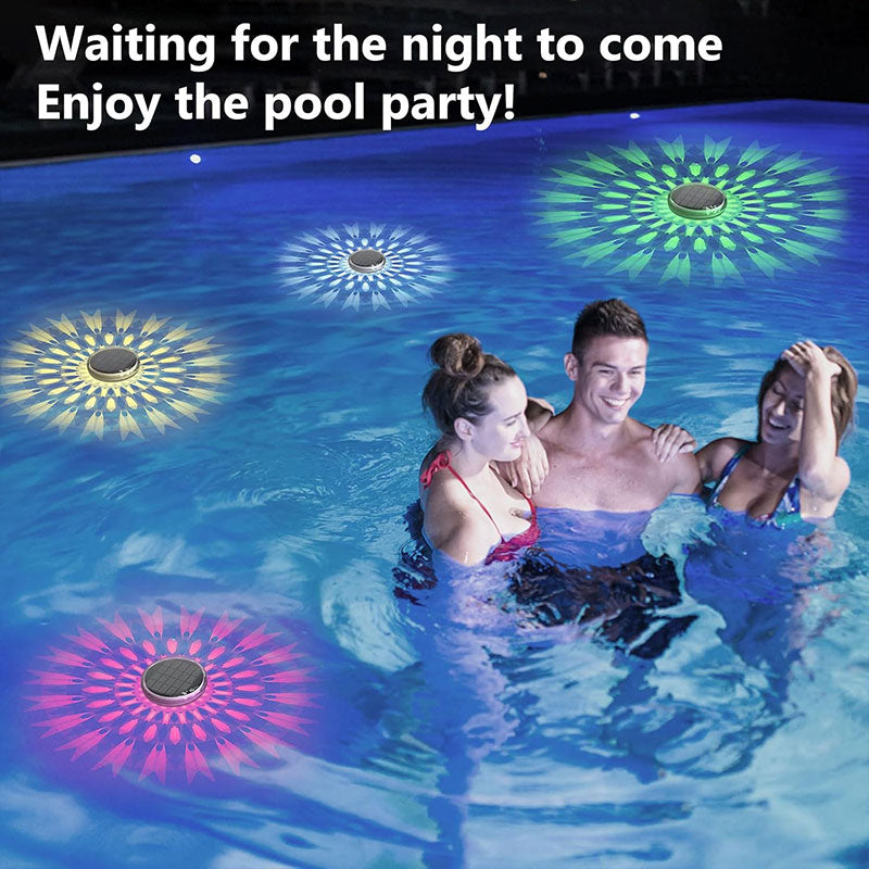 2 PCS - Timer Function Solar-Powered Pool Light with 3 Brightness Levels & 9 Colors