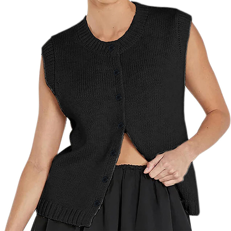 Women's Plain Button Sweater Vest