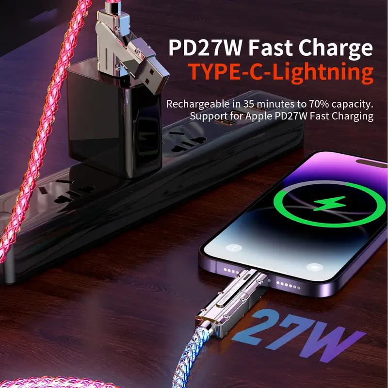 Four-in-One 100W Colorful lights Data Cable