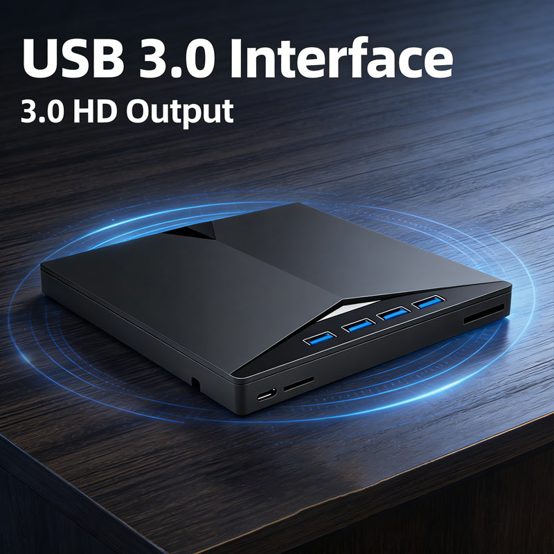 USB 3.0 Type-C External CD/DVD Drive Burner with SD/TF Card Reader & USB Hub