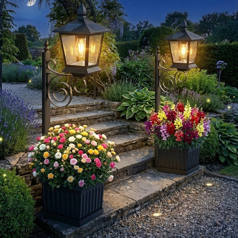 2-in-1 Solar Post Light with Planter