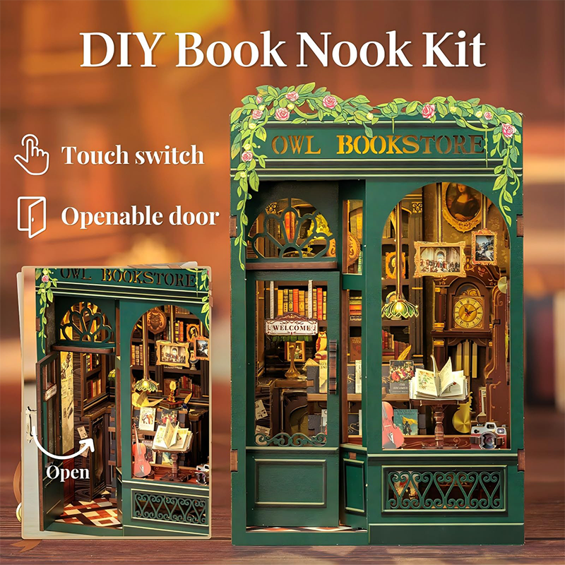 DIY Book Nook Kit - Miniature 3D Wooden Library Model