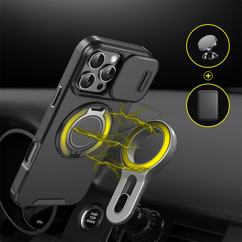 Heavy-Duty Phone Case with Built-In Ring Stand & Camera Cover