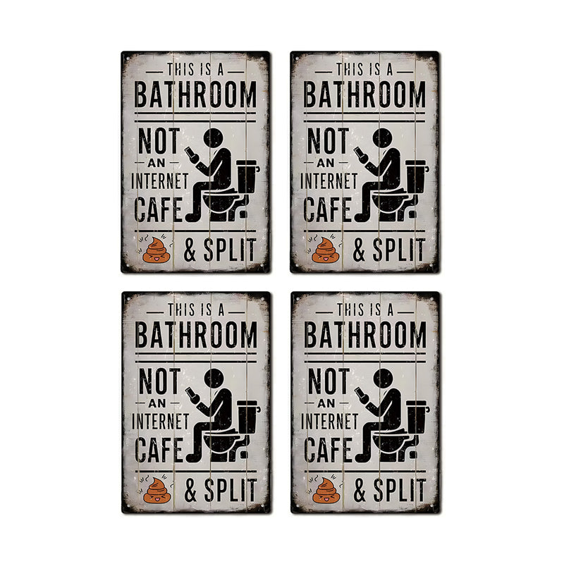 Funny Vintage Metal Bathroom Sign